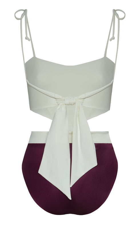 Pestana Embroidered One Piece / Purple - Ivory